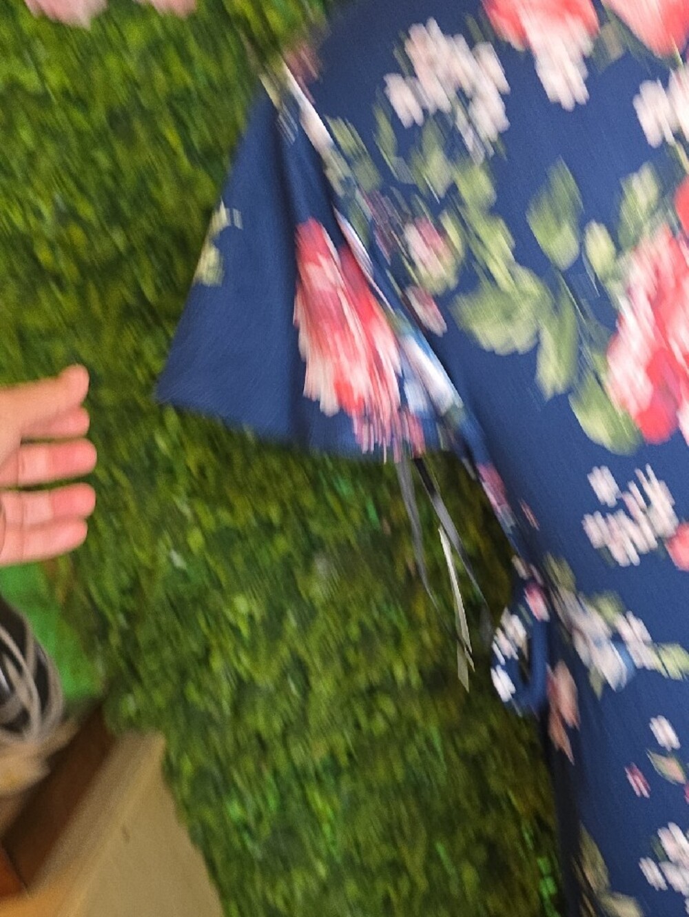 A. Byer Navy Floral Wrap Midi Dress with Pink & Green Bloom - Picture 6 of 7